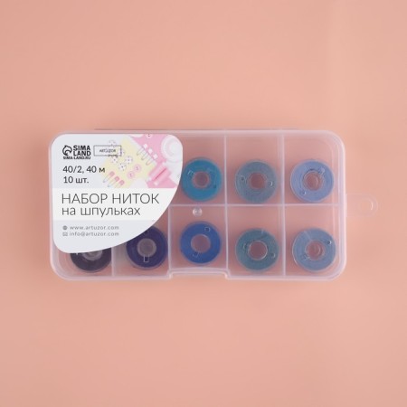 A set of rods with threads, in the organizer, d = 20 mm, 10 pcs, the color is blue spectrum-7