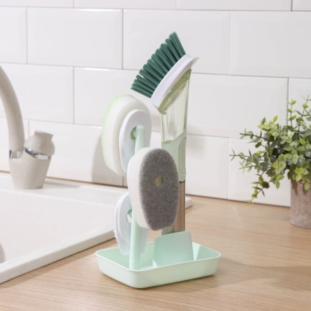 Raccoon Dishes “Practitioner”, Doster handle, 4 brushes, holder-stand, green color, green-1