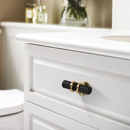 Handle button cappio, d = 12, black color with gold-2