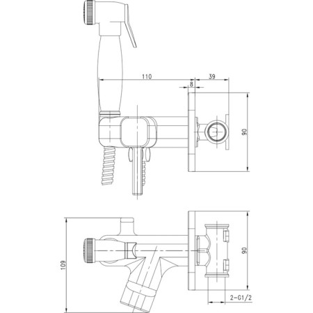 LEMARK SOLO LM7165G bidetor, single -leaf, without spout, watering can, gold-2