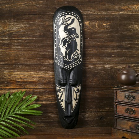 Mask Wall tree "Aboriginal with a standing elephant" 3x12x50 cm