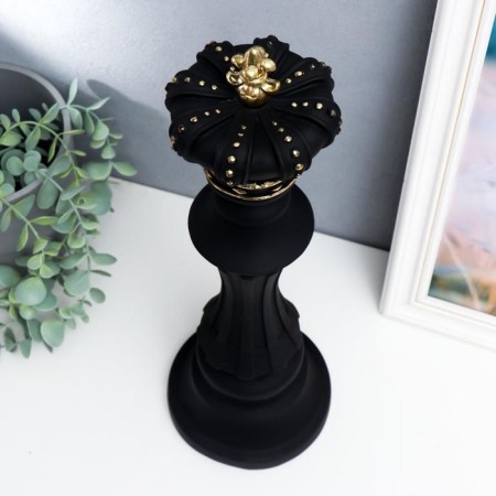Souvenir Polystone "Chess Figure - King" Black with gold 40.5x13x13 cm-1