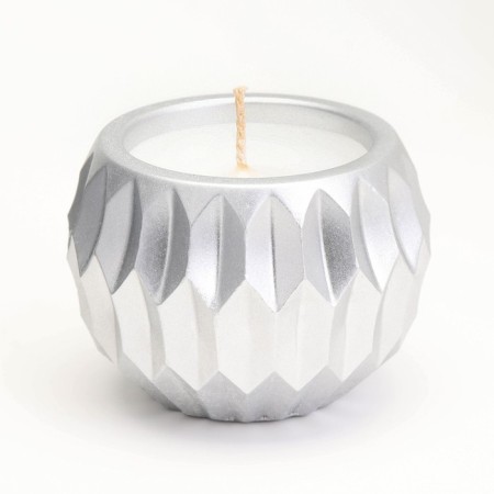 Candle "Shar" in a candlestick with sharp faces of gypsum, 7x6cm, silver-1