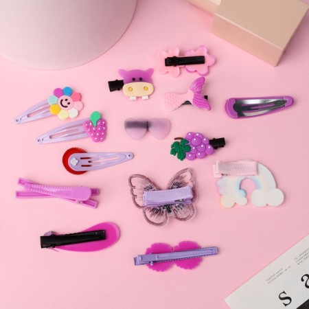 Hair set "Little Joy" (14 pcs) butterfly, lilac-2