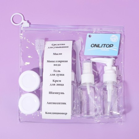 Storage set with stickers, in a case, 8 objects, transparent/white color-14