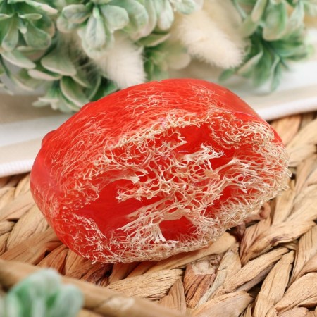 Massage soap with Luffa "Raspberry/Blackberry" 100 g "Dobroparov" Pink-1