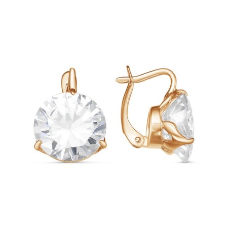 Earrings "Fianit" with petals, pink gilding