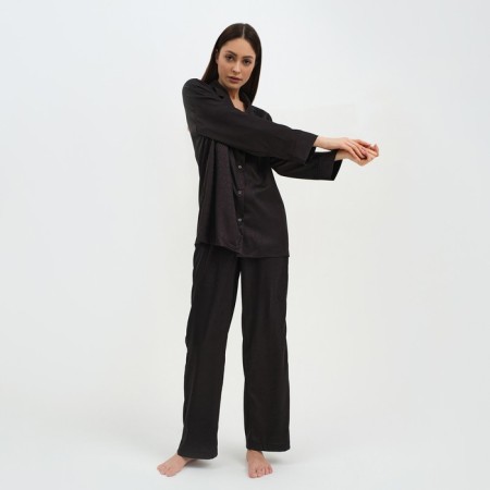Female pajamas (shirt and trousers) kaftan "triangles" color color black, size 40-42-3