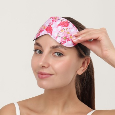 Mask for sleep "Pink flamingo" 19.5 × 8.5 cm, elastic band is single, pink color