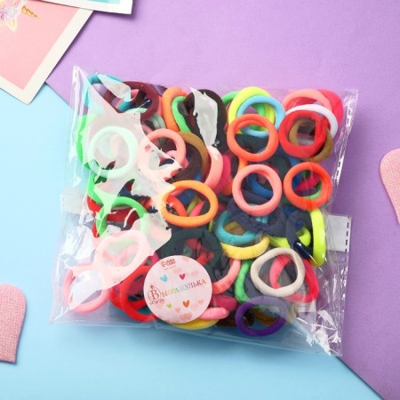 Hair elastic band "Mahrushka Sport" (set 100 pcs) 2.5 cm, mix-1
