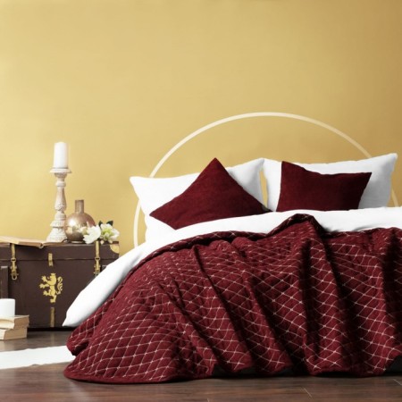 Bedspread with pillowcases "Tina", size 230x250 cm, burgundy color-1