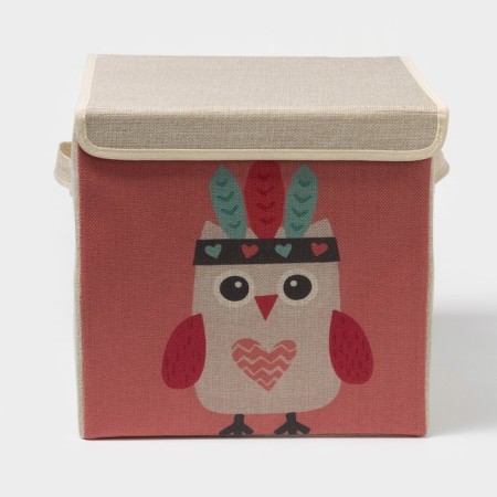 Stellid box for storage with a lid "Owl-Indian", 29 × 29 × 28.5 cm-1