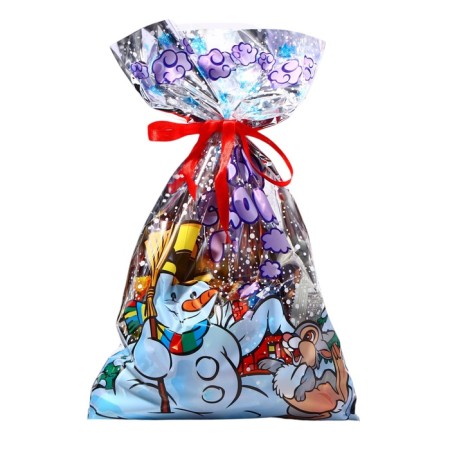 Gift package "Snowman and hare" 25 x 40 cm, colored metallized pattern-3