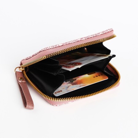 Children's wallet with a zipper, pink color-3