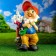 Garden figure "Dwarf with a hare" 28x49cm