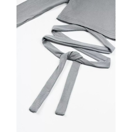 TOP for a girl with long sleeves on Generation ties, height 140 cm, color gray-4