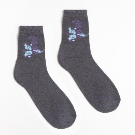 Women's socks with a terry follow, the color is gray, size 25-4