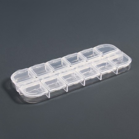 Organizer for decor, 12 cells, 13 × 5.3 × 1.3 cm, the color is transparent-5