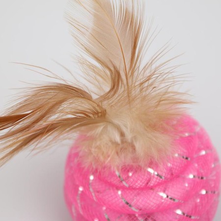 Passing Ball "Festive" with feathers, 4.5 cm, mix of flowers-3
