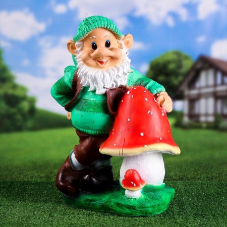 Garden figure "Dwarf with a mushroom" 40x22x50cm