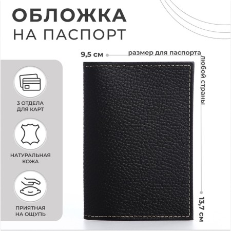 Cover for passport, black color