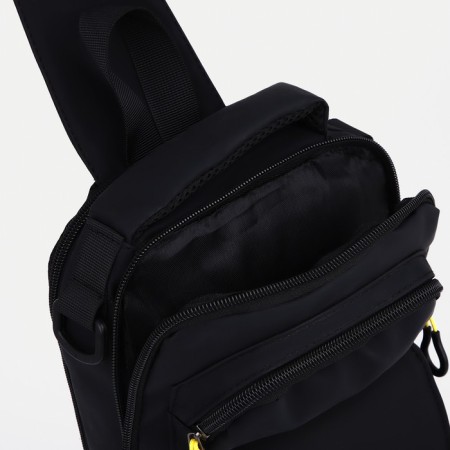 Male sling bag from textiles, with USB, black color-4