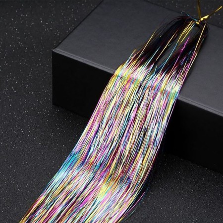 Hair threads, shiny, 90 cm, mix color-3