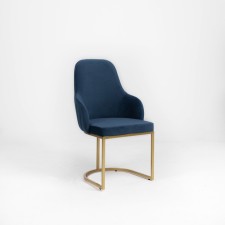 Monro chair, 62 × 60 × 98 cm, blue color, gold frame