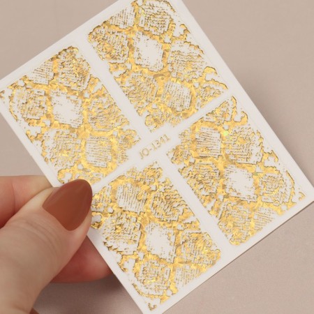 Nail stickers "snake", foil, golden color-1
