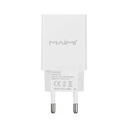 Network charger MAIMI C43, USB, 2.1 A, white-3