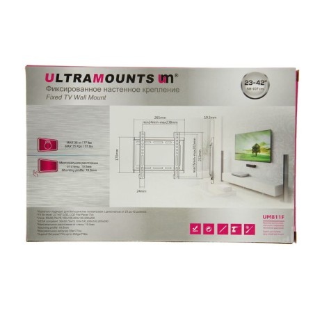 Ultramounts UM811F bracket, for TV, fixed, 17-43 ", 19.5 mm from the wall, black-5