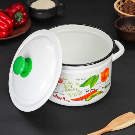 Cylindrical pan, 4 l, induction, neckline mix, white color-1