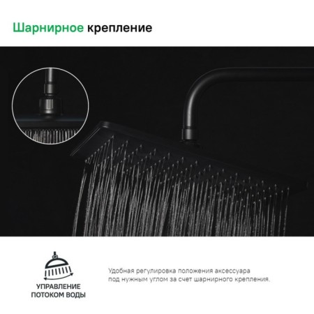 Shower watering can Iddis slide sli31bpi64, upper, rectangular, ABS plastic, black-4