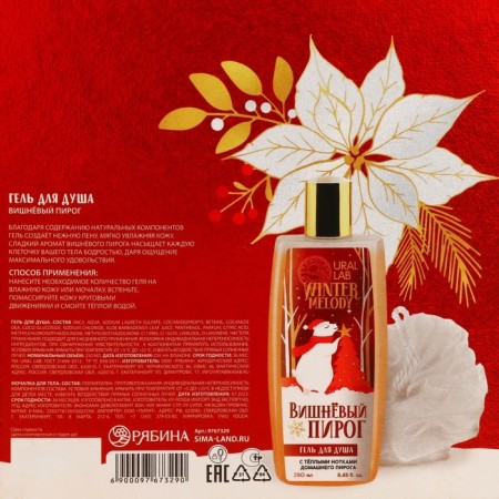 Gift set of cosmetics, shower gel 250 ml and washcloth, Winter Melody by Ural Lab-8