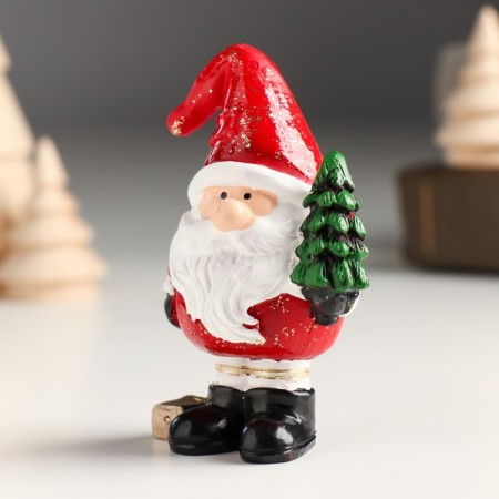 Suvenir Polystone "Santa Claus in a red cap with a Christmas tree/gift" mix 5x3.8x8.2 cm-4