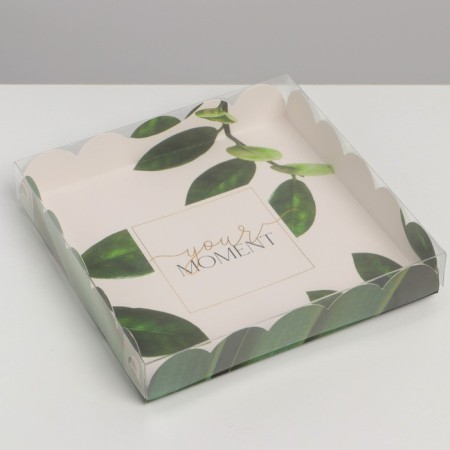Cookie box, confectionery packaging with PVC lid, “eco”, 18 x 18 x 3 cm