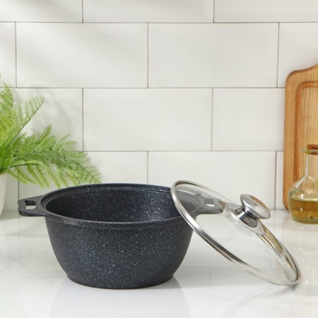 Pan, 2 l, d = 22 cm, h = 15.5 cm, kyshka, anti -stick coating, color dark marble-1