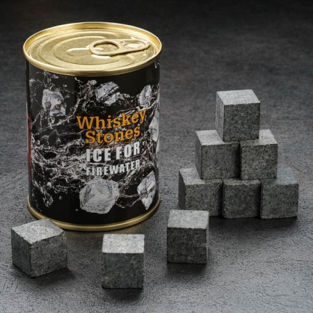 A set of stones for whiskey "ICE", in a tin can, natural steat, 9 pcs