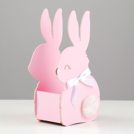 Wooden Kashpo 13x7.5x22 cm "Bunny", pink-2