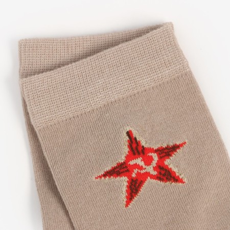 Men's socks, hacki beige/star, size 42-43-2