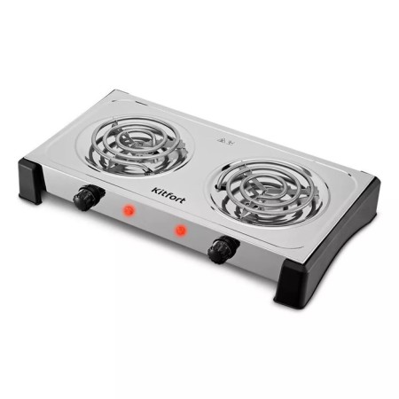 Electric tile KitFort KT-180, 2000 watts, 2 burners, gray-black