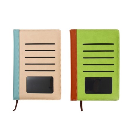The diary is low, PVC cover, A5 format, 140 sheets in a cage, with pockets, mix