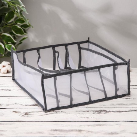 Organizer for storage of underwear "Pollen", 6 cells, 32 × 32 × 12 cm, color gray color