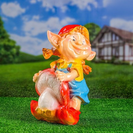 Garden figure "Gnome Girl on fly agaric" 27x28x39cm-5
