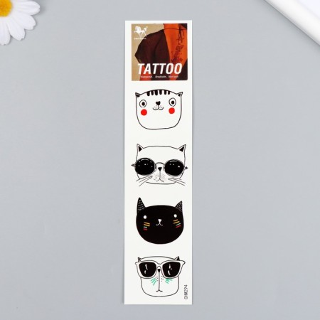 Tattoo on the body black "Cool cats" 20.8x4.7 cm