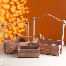 A set of wooden pots 3 in 1 (30.5 × 18.5 × 35; 25.5 × 15 × 30; 20 × 12 × 23) 