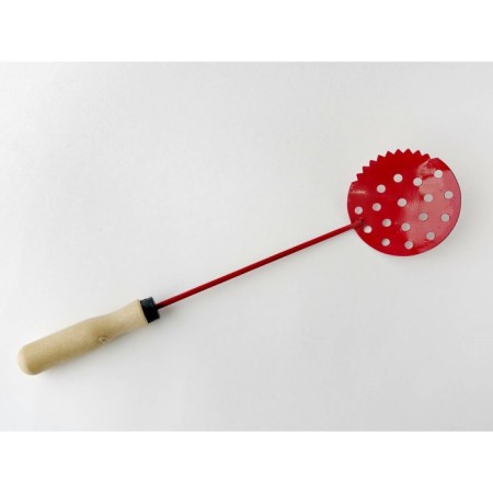 Ice scoop, painted, handle plastic under wood, red color