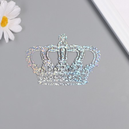 Stick paper, plastic "Crown of the Emperor" holography silver set 12 pcs 3 sizes-1