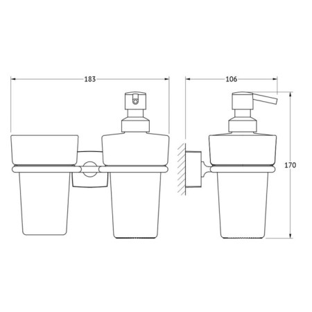Holder with a glass and a dispenser of liquid soap, matte crystal, chrome, fbs-1