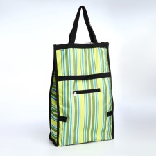 Folding bag on Velcro, 2 wheels, green color